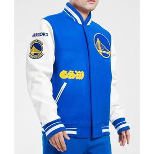 Chaqueta Universitaria Negra Vintage con Logotipos Bordados, Chaqueta de Béisbol con Mangas de Cuero Genuino - Product Image 3