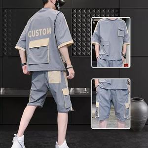 2022 OEM Logo personnalisé nouveau Design mode hommes décontracté short de course ensemble taille moyenne solide personnalisé été à manches courtes chemise Shorts - Product Image 2