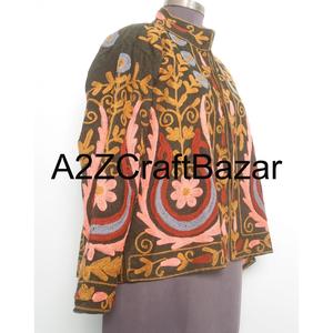 Veste Cotrise à col mandarin, longueur classique, brodée et gaufrée à la main, doublure en coton, écologique, A2ZCraftBazar - Product Image 4
