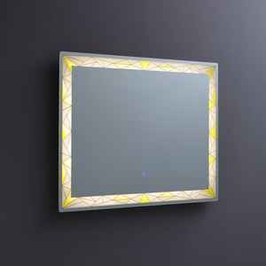 Miroir LED 90x70 avec inserts satinés et éclairage LED coloré - Product Image 1