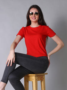 เสื้อเชิ้ตผ้าสแปนเด็กซ์คอกลม/คอกลมพิมพ์ลายสไตล์ลำลองสำหรับเด็กผู้หญิงผ้าคอตตอน95% 5% สแปนเด็กซ์ผลิตในอินเดีย - Product Image 2