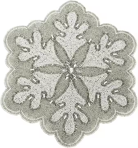 Manteles individuales con cuentas altamente duraderos, el patrón de planta más único más raro, diseño superior bordado, cuentas de vidrio de 13x13 pulgadas, poliéster - Product Image 4