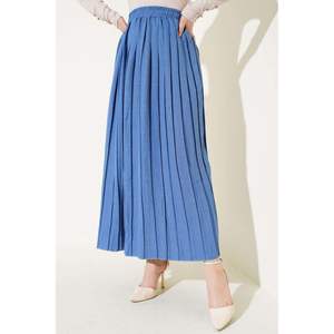 <b>Elastic</b> Waist Pleated <b>Skirt</b> Indigo - Product Image 3