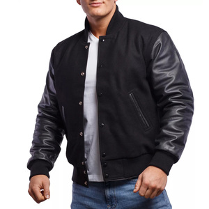 New Arrival 2026 High Quality Casual Usage Outdoor <b>Leather</b> Sleeves <b>Jacket</b> Durable Letterman Wool <b>Leather</b> Sleeve Varsity <b>Jacket</b> - Product Image 6