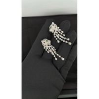 Boucles d'oreilles pendantes style panthère certifiées en diamant naturel véritable 3,50 carats, plaqué or 14K, 18 grammes, pour soirée