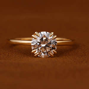 14KT Or Jaune 2.0 CT Lab Grown Diamant Bague de Fiançailles Nouveau Style Classique Double Prong Lunette Réglage IGI Certificat Bijoux - Product Image 1