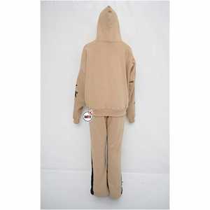 Qualité supérieure 100% coton femmes ensemble respirant confortable à capuche pantalon évasé survêtement Logo personnalisé 2 hiver - Product Image 2