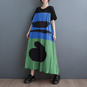 Vestidos largos informales para mujer, estampado ecológico para vacaciones en la playa, ajuste moderno, dobladillo acampanado, cintura Natural, logotipo frontal de algodón - Product Image 5