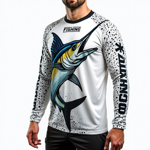 เสื้อตกปลาแขนยาวระบายอากาศได้ดีสำหรับผู้ชาย UPF 50แห้งเร็วผ้าแห้งไว100% ผ้าโพลีเอสเตอร์สำหรับการผจญภัยกลางแจ้ง - Product Image 3