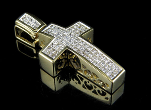 จี้เพชรรูปไม้กางเขนเพชรโมอิสสำหรับนักซ่อมเครื่องประดับแนวฮิปฮอปเย็นชุบทองเครื่องประดับแบบกำหนดเอง - Product Image 2