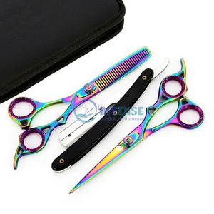 Ensemble de ciseaux professionnels pour la coupe et l'amincissement des cheveux Kit de salon de coiffure en acier inoxydable à bords tranchants pour stylistes - Product Image 2