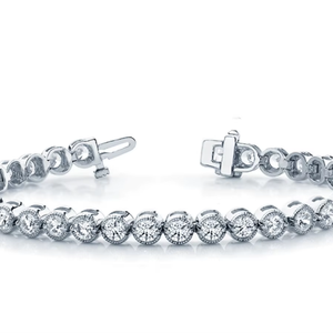 สร้อยข้อมือเทนนิสทรงกลมประดับเพชรแบบมิลเกรนทองคำ 14K คุณภาพพรีเมียม - Product Image 1