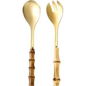 Cuillères en métal solides de haute qualité avec poignée dorée ondulée Batterie de cuisine en acier inoxydable pour la maison - Product Image 6