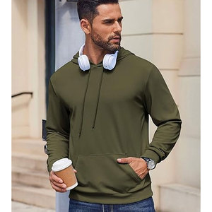 Sweat à capuche pour hommes à manches longues décontracté velours côtelé pull à capuche avec poche - Product Image 6