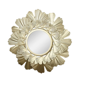 Miroir mural en métal, design attrayant, miroir de qualité supérieure, cadre en feuille, grande taille, miroir pour chambre à coucher et salle de bain - Product Image 5