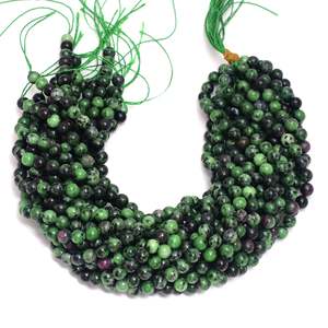 ลูกปัดแร่โซไซต์สีเขียวขนาด 15 นิ้วจาก Kamal Gems หินมีค่าสีเขียวเข้ม - Product Image 1