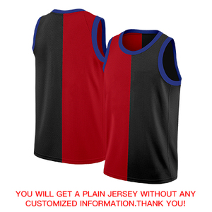 High Quality Custom Men's Basketball Jersey Red Black-<b>White</b> Split Fashion <b>Tops</b> Breathable Blank for Sublimation Printing - Product Image 5