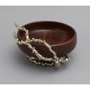 Elegance Wooden <b>Bowl</b> Acacia <b>Wood</b> <b>Salad</b> <b>Bowl</b> With Gold Finished and Nickel Plated Aluminium Outer Design <b>Salad</b> <b>Bowl</b> for Sale - Product Image 4