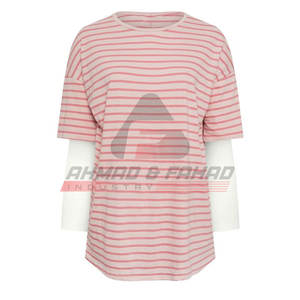 เสื้อยืดแขนสั้นสำหรับผู้หญิงสองชั้นพิมพ์ลายสีออกแบบใหม่สำหรับฤดูร้อน - Product Image 1