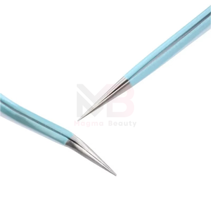 Juego de Pinzas para Pestañas de Color Personalizado Profesional, Último Modelo en Acero Inoxidable con Recubrimiento en Polvo, Agarre de Diamante, Extensiones de Pestañas Puntiagudas - Product Image 1