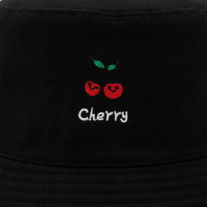 Chapeau Bob Unisexe Tendance en Coton avec Broderie Cerise Noire et Imprimé Fruits – Casquette de Pêcheur Esthétique et Mode pour l'Été - Product Image 6