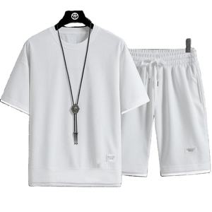 ชุดเซ็ตขาสั้นผู้ชายคุณภาพสูงสุด ออกแบบตามสั่ง สวมใส่สบาย ขนาด 100% ผ้าฝ้ายเจอร์ซีย์ 240GSM หนานุ่ม สีพื้น - Product Image 2