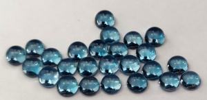 Topaze Bleue Naturelle de Londres Ronde 4mm Cabochon-Lâche Topaze Bleue de Londres Ronde - Product Image 5