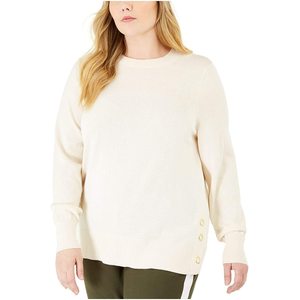 Cardigan Casual da Donna Michael Kors con Bottoni a Pressione, Maglione Bianco Traspirante con Stampa a Righe, Taglia XL per Autunno e Primavera - Product Image 1