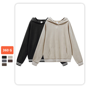 เสื้อผ้าแนวสตรีทสำหรับฤดูใบไม้ร่วงและฤดูหนาวคุณภาพสูงเสื้อมีฮู้ดสำหรับผู้ชายและผู้หญิงเสื้อฮู้ดหนังกลับโอเวอร์ไซส์ - Product Image 2