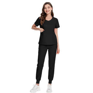 Uniformes médicos OEM personalizados unisex con cuello en V uniformes de hospital al por mayor pantalones de punto traje con logotipo para enfermeras médicos pacientes - Product Image 4