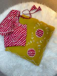 Bandhej Handwork Cutdana Butta avec Rich Pallu Flower Bandhej Style décontracté pour les fêtes Mariages Diwali Festivités - Product Image 6