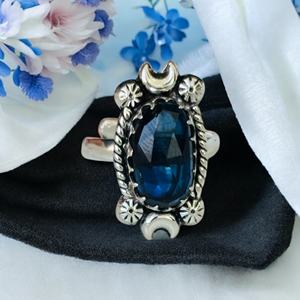 Anillo de diseñador de Plata de Ley 925, piedra preciosa de cianita Original, moissanita, joyería para fiestas de excelente calidad, venta al por mayor - Product Image 3