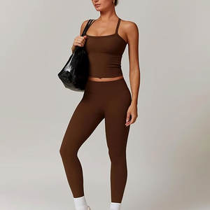 Venta caliente OEM Mujeres Gimnasio Fitness Yoga Set Venta al por mayor sin costuras Fitness Yoga Shorts Patrón sólido 1 pieza - Product Image 5