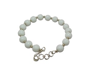 สร้อยข้อมือลูกปัดหยกสีขาวสร้อยข้อมือหินคริสตัลอัญมณีแฟชั่นเครื่องประดับผู้ชายและผู้หญิงของขวัญพลังงานการทําสมาธิ - Product Image 3