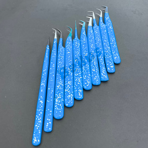 Pince à cils à pointe de fibre de paillettes bleues outil de cils de précision écologique poignée légère pour les artistes d'extension de Volume - Product Image 2