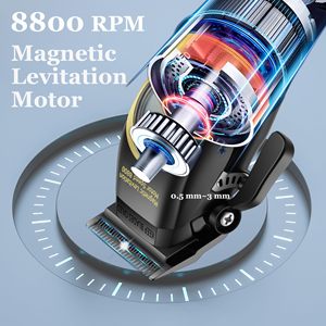 Tondeuse professionnelle sans fil pour hommes, moteur à lévitation magnétique 8800 tr/min, réglable, alimentation USB sur batterie - Product Image 6