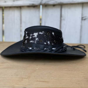 Western Cowboy <b>Hat</b> Black Wide Brim Cowhide Patch Bull Skull Emblem Braided <b>Band</b> Unisex Outdoor Casual Adult 58-60CM - Product Image 3