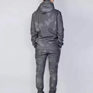 Survêtement décontracté pour homme en coton 100% avec logo personnalisé, coupe ample, manches longues, blocs de couleur - Product Image 3