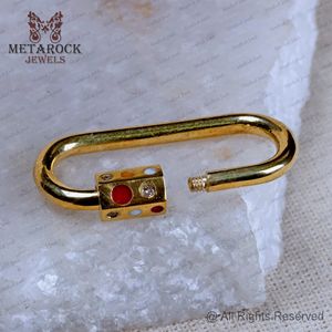 Mousqueton en or 14k, recherche de serrure, composant de bijoux, fabrication de bijoux en argent 925, recherche ouvrable, diamant pavé, recherche d'émail - Product Image 3