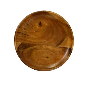 Assiette ronde en acacia faite à la main Assiette de service en bois Produit de qualité supérieure fabriqué à la main et durable par glowin fashion - Product Image 2
