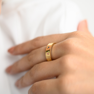 Bague d'éternité en or jaune massif 18 carats faite à la main 100% authentique naturel multi saphir bijoux de mariage pour femmes et filles - Product Image 4