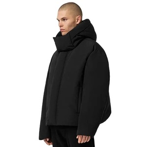 Chaqueta Acolchada Negra Personalizada para Hombre, Chaqueta de Invierno con Capucha, Impermeable, Transpirable, Ropa de Calle, con Cremallera - Product Image 2