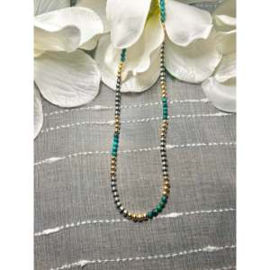 Collier Navajo en argent sterling plaqué or 14 carats avec turquoise du Hubei, bijou culturel de collection fabriqué aux États-Unis - Product Image 1