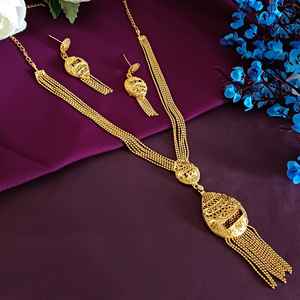 Fabricant indien de bijoux ethniques, chaîne boule multicouche, collier à pampilles florales avec boucles d'oreilles, ensemble de colliers de mariage pour femmes - Product Image 1