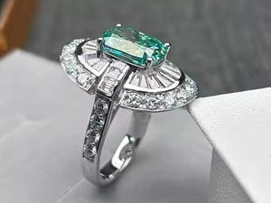 Anillo de bodas de plata de ley 925 para mujer con moissanita original de 4 quilates, cojín alargado azul océano, forma de diamante cortado - Product Image 2