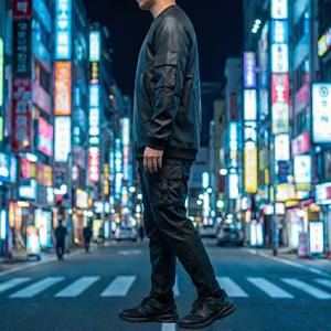 Sudadera con Capucha Estilo Cyberpunk Futurista, Moda Urbana de Invierno, Tejido de Forro Polar Impermeable de Alta Gama, Color Negro Mate, Transpirable, Techwear - Product Image 6