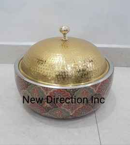 Casserole de service de nourriture en bois et acier inoxydable pour équipement de table de mariage - Product Image 2