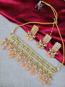 Collier ras du cou ethnique Kundan du fabricant indien Nacre Multicolore Plaqué or Zircon Acier inoxydable Fêtes de mariée - Product Image 4