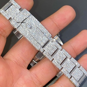 Reloj de Lujo Antiguo con Incrustaciones de Moissanita, Esfera de Cristal, Correa de 20 mm, Doble Movimiento - Joyería Hip Hop Unisex - Product Image 3