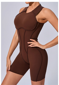 Mono Deportivo Acolchado, Ropa Deportiva para Mujer, Traje de Gimnasio para Fitness, Body para Mujer, Cintura Elástica, Frente Sólido - Product Image 6